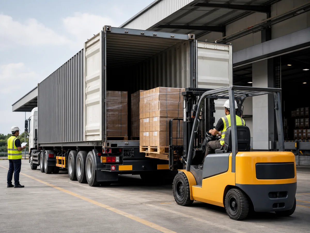 Imagen referencial de una operación de carga palletizada dentro de un contenedor